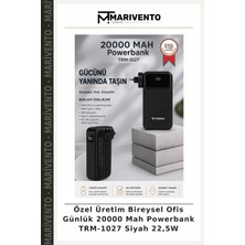 Özel Üretim Bireysel Ofis Günlük 20000 Mah Powerbank TRM-1027 Siyah 22,5W