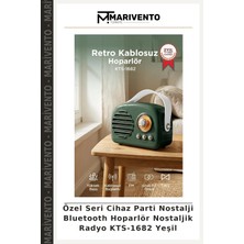 Özel Seri Cihaz Parti Nostalji Bluetooth Hoparlör Nostaljik Radyo KTS-1682 Yeşil