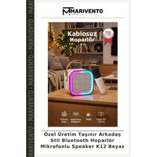 Özel Üretim Taşınır Arkadaş Stil Bluetooth Hoparlör Mikrofonlu Speaker K12 Beyaz