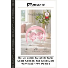 Delux Serisi Kulaklık Tarzı Sesiz Çalışan Yaz Aksesuarı Vantilatör F04 Pembe
