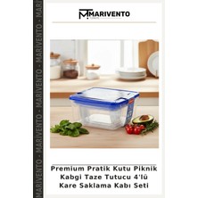 Premium Pratik Kutu Piknik Kabgi Taze Tutucu 4'lü Kare Saklama Kabı Seti