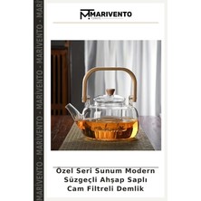 Özel Seri Sunum Modern Süzgeçli Ahşap Saplı Cam Filtreli Demlik