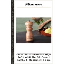 Delux Serisi Dekoratif Obje Sofra Aleti Mutfak Gereci Bambu El Değirmeni 15 cm