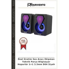 Özel Üretim Ses Aracı Ekipman Teknik Parça Bilgisayar Hoparlör 1+1 3.5mm D04 Siyah