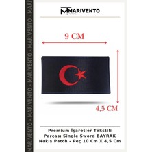 Premium Işaretler Tekstili Parçası Single Sword Bayrak Nakış Patch - Peç 10 cm x 4,5 cm