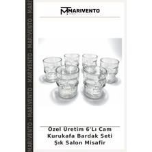 Özel Üretim 6'lı Cam Kurukafa Bardak Seti Şık Salon Misafir