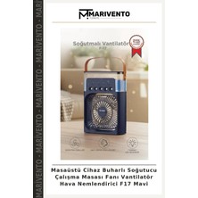 Masaüstü Cihaz Buharlı Soğutucu Çalışma Masası Fanı Vantilatör Hava Nemlendirici F17 Mavi