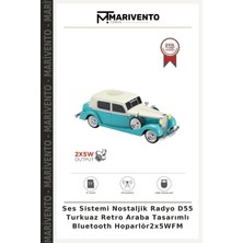 Ses Sistemi Nostaljik Radyo D55 Turkuaz Retro Araba Tasarımlı Bluetooth HOPARLÖR2X5WFM