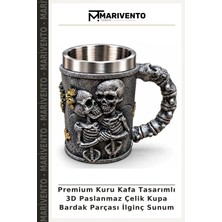 Premium Kuru Kafa Tasarımlı 3D Paslanmaz Çelik Kupa Bardak Parçası Ilginç Sunum
