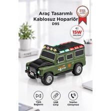 Delux Serisi Genç Odası Odalar Dinleti Bluetooth Hoparlör Araba Tasarımlı D95 Yeşil 15W