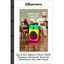Ses Ürünü Eğlence Cihazı Müzik Ekipmanı Bluetooth Hoparlör Mikrofonlu GTS-1802 Siyah