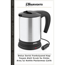 Delux Serisi Fonksiyonel Kap Yaşam Aleti Sıcak Su Sinbo Araç Içi Kettle Paslanmaz Çelik