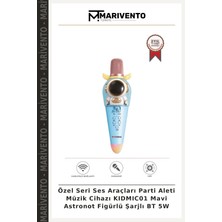 Özel Seri Ses Araçları Parti Aleti Müzik Cihazı KIDMIC01 Mavi Astronot Figürlü Şarjlı Bt 5W