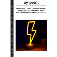 Masaüstü Lamba Çalışma Masası Aksesuar Sarı Dekoratif Masa Gece Lambası Neon Işıklı Şimşek