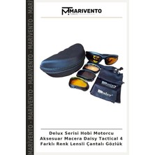 Delux Serisi Hobi Motorcu Aksesuar Macera Daisy Tactical 4 Farklı Renk Lensli Çantalı Gözlük