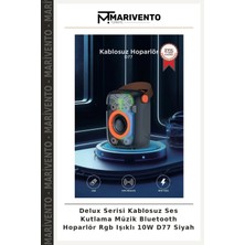 Delux Serisi Kablosuz Ses Kutlama Müzik Bluetooth Hoparlör Rgb Işıklı 10W D77 Siyah