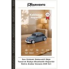 Ses Sistemi Dekoratif Obje Tasarım Radyo Bluetooth Hoparlör Retro Araba Voswos D49 Gri
