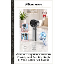 Özel Seri Seyahat Aksesuarı Fonksiyonel Cep Boy Şarjlı El Vantilatörü F21 Gümüş