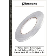 Delux Serisi Dekorasyon Şeridi Dekoratif Şerit Mutfak Bandı Bant 05 cm 50 Metre Gri