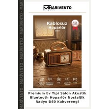 Premium Ev Tipi Salon Akustik Bluetooth Hoparlör Nostaljik Radyo D60 Kahverengi