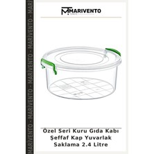 Özel Seri Kuru Gıda Kabı Şeffaf Kap Yuvarlak Saklama 2.4 Litre