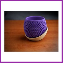 Bezos 3D Baskı Küre Saksı - Kafes Dokulu Iki Parçalı Dekoratif Saksı - Mor-Bej BEZ10