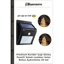 Premium Koridor Işığı Güneş Panelli Sokak Lambası Solar Bahçe Aydınlatma 20 LED