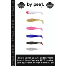 Delux Serisi Su Altı Sudak Yemi Renkli Yem Captain 3070 Healer Soft 6gr 85CM Levrek Silikonu 6lı