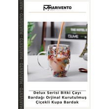 Delux Serisi Bitki Çayı Bardağı Orjinal Kurutulmuş Çiçekli Kupa Bardak