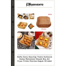 Hafta Sonu Hazırlığı Temiz Kullanım Kamp Malzemesi Büyük Boy Air Fryer Fritöz Pişirme Kağıdı 50 Adet