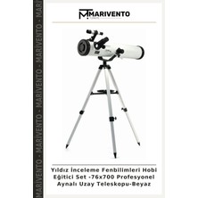 Yıldız Inceleme Fenbilimleri Hobi Eğitici Set -76X700 Profesyonel Aynalı Uzay Teleskopu-Beyaz
