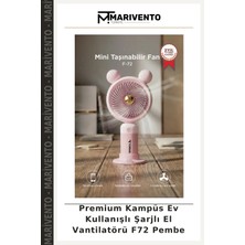 Premium Kampüs Ev Kullanışlı Şarjlı El Vantilatörü F72 Pembe