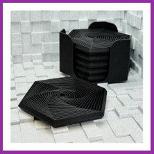 Bezos 3D Baskı Super Fidget Coaster Seti - Altıgen Desenli Bardak Altlığı ve Tutucu-Siyah BEZ10