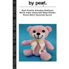 Özel Üretim Arkadaş Hediyesi Minik Figür Dekoratif Obje Pembe Peluş Atkılı Oyuncak Ayıcık