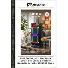 Özel Üretim Işıklı Alet Müzik Cihazı Ses Ürünü Bluetooth Hoparlör Karaoke BTS1989 Siyah