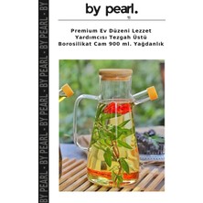 Premium Ev Düzeni Lezzet Yardımcısı Tezgah Üstü Borosilikat Cam 900 Ml. Yağdanlık