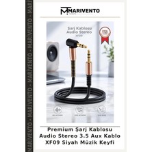 Premium Şarj Kablosu Audio Stereo 3.5 Aux Kablo XF09 Siyah Müzik Keyfi