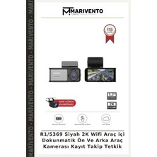 R1/5369 Siyah 2k Wifi Araç Içi Dokunmatik Ön ve Arka Araç Kamerası Kayıt Takip Tetkik