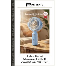 Delux Serisi Aksesuar Şarjlı El Vantilatörü F60 Mavi