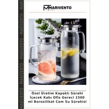 Özel Üretim Kapaklı Sürahi Içecek Kabı Ofis Gereci 1500 ml Borosilikat Cam Su Sürahisi
