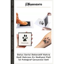 Delux Serisi Dekoratif Hatıra Kedi Hatırası Ev Hediyesi Pati Izi Fotoğraf Çerçevesi Seti
