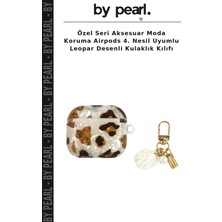Özel Seri Aksesuar Moda Koruma Airpods 4. Nesil Uyumlu Leopar Desenli Kulaklık Kılıfı