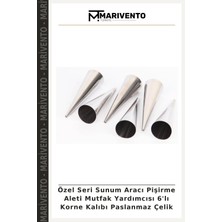 Özel Seri Sunum Aracı Pişirme Aleti Mutfak Yardımcısı 6'lı Korne Kalıbı Paslanmaz Çelik