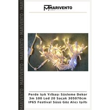 Perde Işık Yılbaşı Süsleme Dekor 3m 100 LED 20 Saçak 305070CM IP65 Festival Süsü Göz Alıcı Işıltı