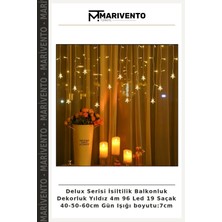 Delux Serisi Isiltilik Balkonluk Dekorluk Yıldız 4m 96 LED 19 Saçak 40-50-60CM Gün Işığı Boyutu:7cm