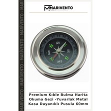 Premium Kıble Bulma Harita Okuma Gezi -Yuvarlak Metal Kasa Dayanıklı Pusula 60MM