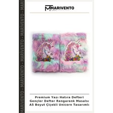 Premium Yazı Hatıra Defteri Gençler Defter Rengarenk Masalsı A5 Boyut Çiçekli Unicorn Tasarımlı