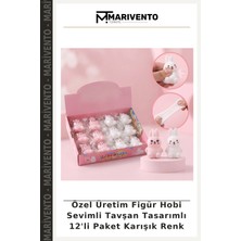 Özel Üretim Figür Hobi Sevimli Tavşan Tasarımlı 12'li Paket Karışık Renk