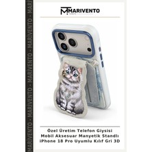 Özel Üretim Telefon Giysisi Mobil Aksesuar Manyetik Standlı iPhone 18 Pro Uyumlu Kılıf Gri 3D