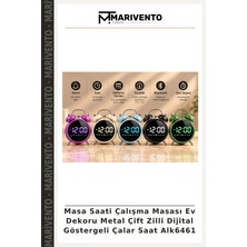 Masa Saati Çalışma Masası Ev Dekoru Metal Çift Zilli Dijital Göstergeli Çalar Saat ALK6461